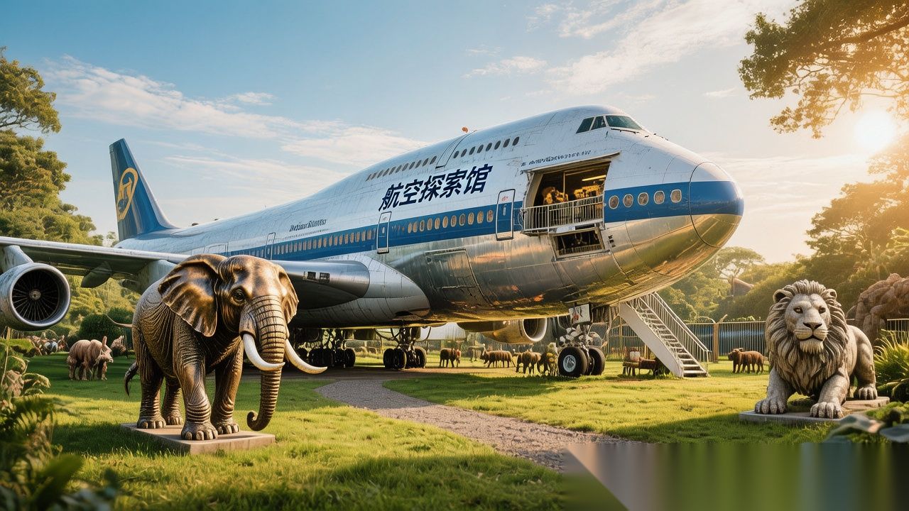 退役波音747改造飞机主题动物园——美国二手飞机集团创意文旅新标杆